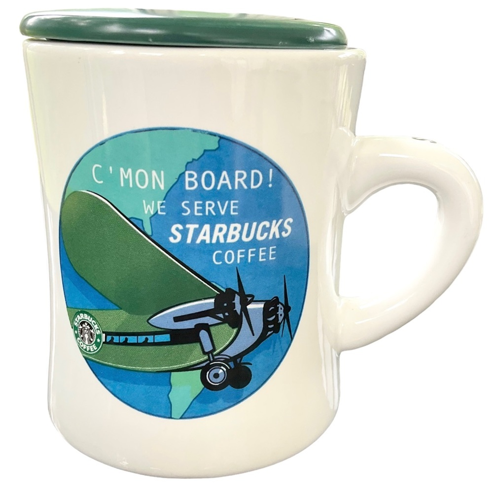 Starbucks Vintage 2001 Barista C'Mon Board Diner Style Coffee Mug Airplane - Picture 3 of 15